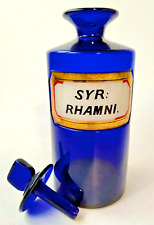 Antique Syr. Rhamni Cobalt Blue Dispensing Chemist Pharmacy Apothecary Bottle. for sale  Shipping to South Africa