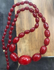 Used, ANTIQUE CHERRY AMBER FATURAN  BAKELITE MARBLED BEAD NECKLACE- 68.GMS for sale  HOVE