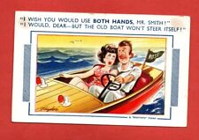 Used, BAMFORTH postcard SPEED BOAT flag STEERING man woman sea RED bathers lights for sale  Shipping to South Africa