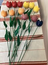 "Juego de Colección de 12 Estacas de Tulipán de Metal Candelabros Flores Jardín Patio Decoración 19,5" segunda mano  Embacar hacia Mexico