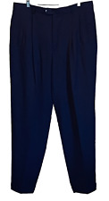 Pantalones de vestir Zanella para hombre Nordstrom de lana plisados con puños pantalones azul marino 36x31 segunda mano  Embacar hacia Argentina