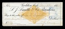 1882 CHEQUE BANCÁRIO ASSINADO L.J SMITH & CO. BANKERS GOLDEN COLO. com IMPRESSÃO RNG1 comprar usado  Enviando para Brazil
