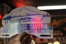 Used, RARE 1950s SILVER LOG CABIN CLEAR LAKE PAINTED METAL PLATE TOPPER SIGN BOAT SKY for sale  Shipping to South Africa