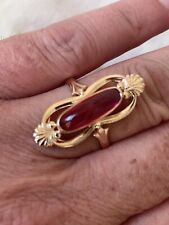 Used, Beautiful 14ct 585 Rose Gold Ruby Set Elongated Ring Russian Hallmark Size R 5g for sale  REDCAR