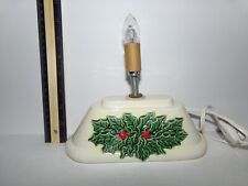 OVAL Vintage Ceramic Lighted Christmas Tree Base Only White With Holly  for sale  Gainesville