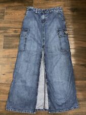 Rara saia maxi jeans Ralph Lauren carga com frente derramada anos 90 Y2k lavagem média 2 comprar usado  Enviando para Brazil
