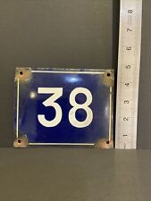 Old blue French house number 38 door gate plate plaque enamel steel metal sign for sale  Shipping to Ireland