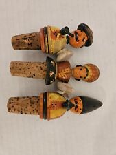Vintage Wood Carved Wine Stopper Figures-free Shipping for sale  Shipping to South Africa