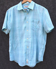 Camisa masculina original pinguim azul xadrez manga curta botão frontal tamanho grande comprar usado  Enviando para Brazil