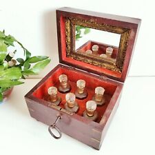 Vintage 6 Perfume Botellas Hecho a Mano Rosa Madera Caja Latón Alambre Trabajo segunda mano  Embacar hacia Argentina