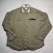 Camisa masculina de linho Tommy Hilfiger bolsos verdes GG logotipo utilitário safári militar comprar usado  Enviando para Brazil