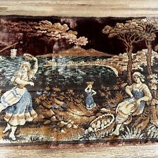 Vintage TAPESTRY 40” X 22” Velour Wall Art Rug Table Runner for sale  Shipping to South Africa