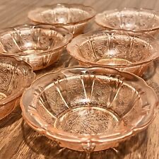 Used, Jeanette Cherry Blossom Pink Depression Glass Dessert Fruit Bowls 4.75" Set of 6 for sale  Shipping to South Africa