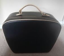 Vintage 50s Style Black Leather Vanity No.7 Case Small Travel Weekend Suitcase for sale  Shipping to South Africa