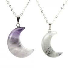 Used, Natural Stone Crescent Moon Stone Pendant Healing Crystal Quartz Reiki Necklace for sale  Shipping to South Africa