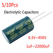 Capacitores radiais de alumínio eletrolítico 5/10pcs 6.3V~450V 1uF~22000uF 105°C ±20% comprar usado  Enviando para Brazil