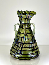 Kalik/Pallme Koenig Glass Vase Veined Iridescent Green Art Nouveau Czech for sale  Shipping to South Africa