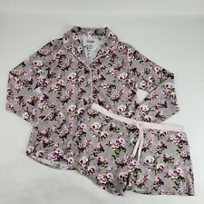 Usado, Conjunto de pijama feminino Cariloha bambu floral cinza médio com botões camisa shorts comprar usado  Enviando para Brazil