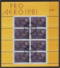 Folha de 8 selos usados Suíça 1981 Pro Aero Helvetia - cancelamento no primeiro dia comprar usado  Enviando para Brazil