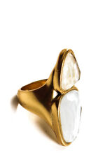 Anel de coquetel feminino Kendra Scott tom dourado iridescente cristal duplo tamanho 7 comprar usado  Enviando para Brazil