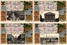 PARÍS CON MONEDAS Y BILLETES, 8 postales vintage en relieve (L7021) segunda mano  Embacar hacia Mexico