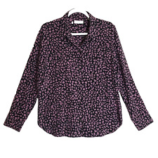 Usado, Blusa con botones con estampado de leopardo 100 % seda púrpura para mujer. Grande segunda mano  Embacar hacia Argentina