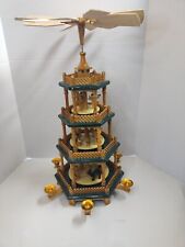 Vintage Christmas 3 Tier Pyramid Wooden Nativity Candle Windmill Carousel German for sale  Shipping to South Africa