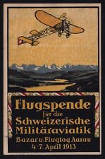 Cartão postal Suíça 1913 militar pioneiro aviação caridade Flugspende Aarau comprar usado  Enviando para Brazil