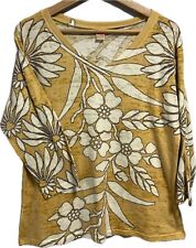 Sundance Before and Again 3/4 Sleeve Shirt Yellow Floral Burnout Size XL for sale  Shipping to South Africa