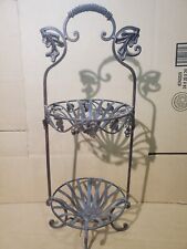 Used, 2 Tier Wrought Iron Fruit Basket Stand Planter Grapvine Grapes Vintage w/ 4 Legs for sale  Shipping to South Africa