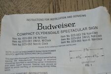 Servicing Instructions Budweiser Compact Clydesdale Spectacular Sign for sale  Shipping to South Africa