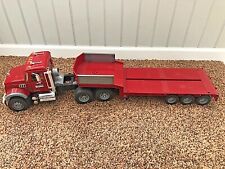 BRUDER MACK GRANITE SEMI WITH FLATBED TRAILER  - 36" LONG MADE IN GERMANY for sale  Exton