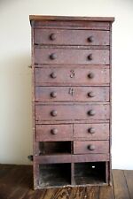 Vintage apothecary cabinet wood drawers hardware nut bolt bin storage tool box for sale  Shipping to South Africa