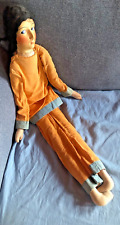 Muñeca cama francesa antigua años 20 tocador 29" cuerpo de tela buen estado cara pintada, usado segunda mano  Embacar hacia Argentina
