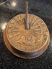 Brass Father Time Garden Sundial "I Count None But Sunny Hours” Wood Mount Vtg for sale  Shipping to South Africa