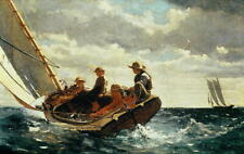 Arte de ensueño pintura al óleo barco de pesca paisaje marino Brisa-Winslow-Homero sobre lienzo segunda mano  Embacar hacia Argentina