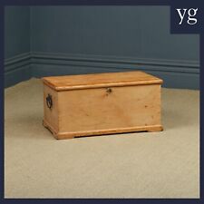 Antique Victorian Pine Flat-Top Blanket Chest Box Trunk Ottoman Coffee Table for sale  Shipping to South Africa