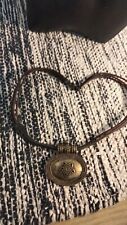 Bronze Medallion Style Short Necklace Brown Rubber Multi Cord Chain 16", used for sale  Shipping to South Africa