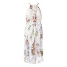 AUTH Ted Baker Floral Print Halter Asymetric Pleated Midi Dress for sale  Shipping to South Africa