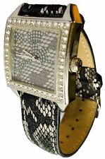 Relógio feminino de couro Guess dourado metálico preto píton estampa de cobra cristais pedras preciosas comprar usado  Enviando para Brazil