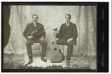 Fotografia de cartão de armário antigo bonito Twin Bothers guitarra violino Newark OH comprar usado  Enviando para Brazil