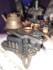 Vintage Miniature Queen Black Cast Iron Dollhouse Stove And Accessories, used for sale  Shipping to South Africa