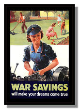 Usado, Cartaz repro emoldurado War Savings Segunda Guerra Mundial torno maquinista livre p&p Reino Unido comprar usado  Enviando para Brazil