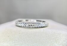 14k White Gold Natural Round Diamond Pave Set Wedding Band Ring, used for sale  Shipping to South Africa