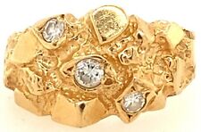 14K Yellow Gold Nugget .30TCW Diamond Ring Size 5.5 Leo Schachter 6.18 Grams for sale  Saint Louis