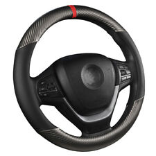 Capa de volante de carro de couro preto fibra de carbono antiderrapante acessórios de carro EUA comprar usado  Enviando para Brazil