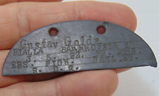 Dog Tag de identificação alemã da 1ª Guerra Mundial - Gustav Golda Bialla Bahnhofster 5/03/92 comprar usado  Enviando para Brazil