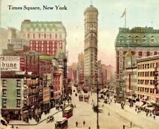 C.1910s New York City. Times Square. Trolley. Tribune Billboards. Hair Salon VTG for sale  Shipping to South Africa