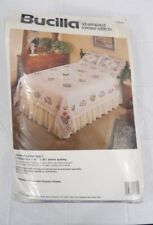 Bucilla Stamped Cross Stitch Garden Flowers Full/Queen Quilt & Shams Kits w/Flos for sale  Imlay City