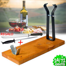 SOPORTE JAMONERO MADERA + CUCHILLO AFILADOR JAMON BANQUETA TABLA CASA CORTADOR segunda mano  Embacar hacia Argentina